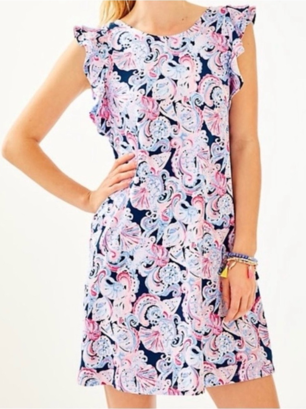 Lilly Pulitzer Its For Shore High Tide Navy Midi Dress Beach Women Size Large